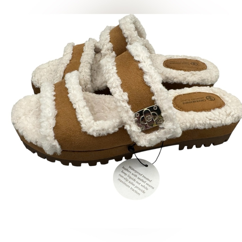 Giani Bernini Women's Tameenna Lug Sole Furry Memory Sole Sandals Brown Size 7 - Picture 5 of 10